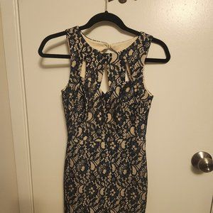 Arc & Co Navy Lacy Overlay Bodycon Dress